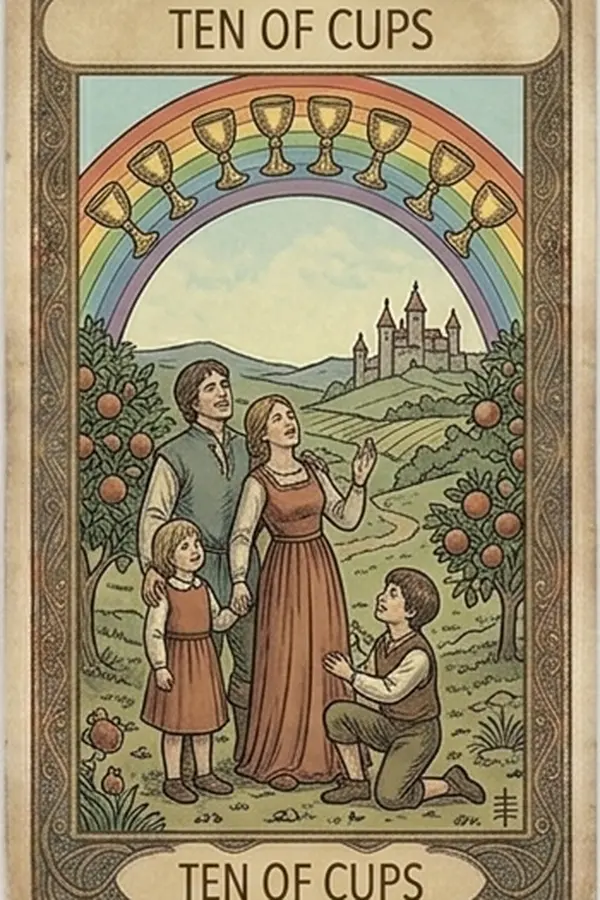 Kelyhek Tízes tarot kártya