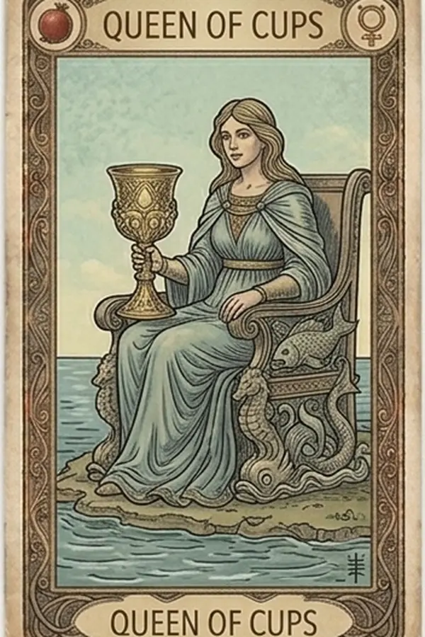 Kelyhek Királynő tarot kártya