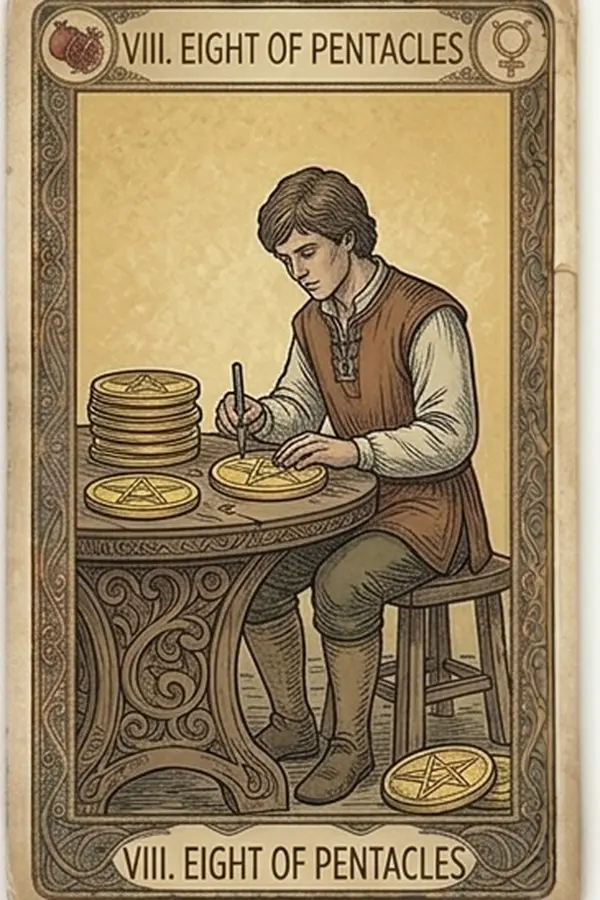 Érmék Nyolcas tarot kártya