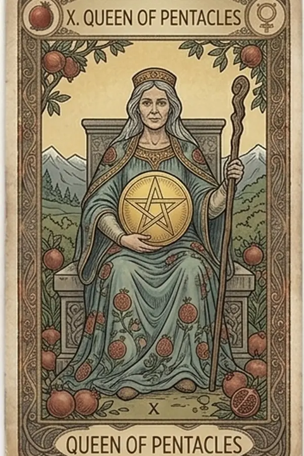 Érmék Királynő tarot kártya
